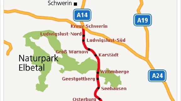 Geplante Nordverlängerung der A 14 Magdeburg - Schwerin