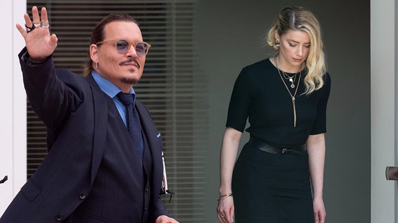 Amber Heard und Johnny Depp beim Verlassen des Gerichts - Collage